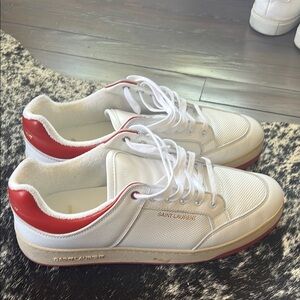 Saint Laurent White and Red Sneakers Minimalist Design